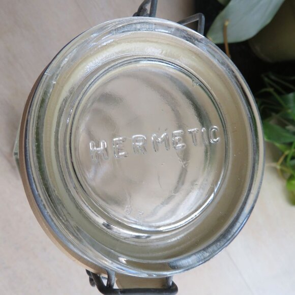 Hermetic Clear Glass Canister Jar 3/4L With Rubber Seal & Wire Hinged Lid Italy - Picture 14 of 15